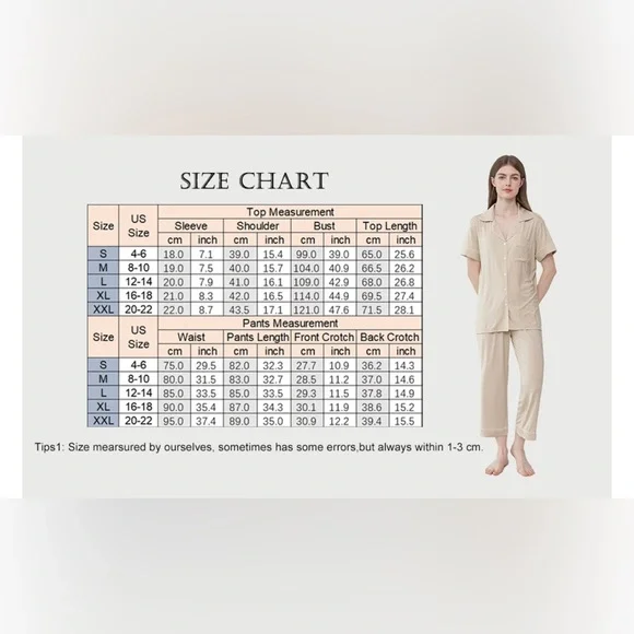 NWT Pajama Set for Women Soft Capri Button Up Cooling Pjs Set/Size Small - Picture 11 of 11